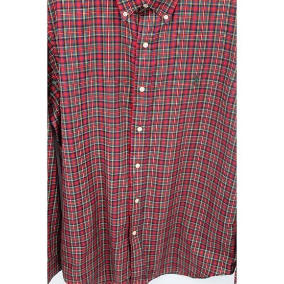 RALPH LAUREN MEN'S SIZE LARGE LONG SLEEVE RED PLAID BUTTON DOWN SHIRT - Picture 4 of 8
